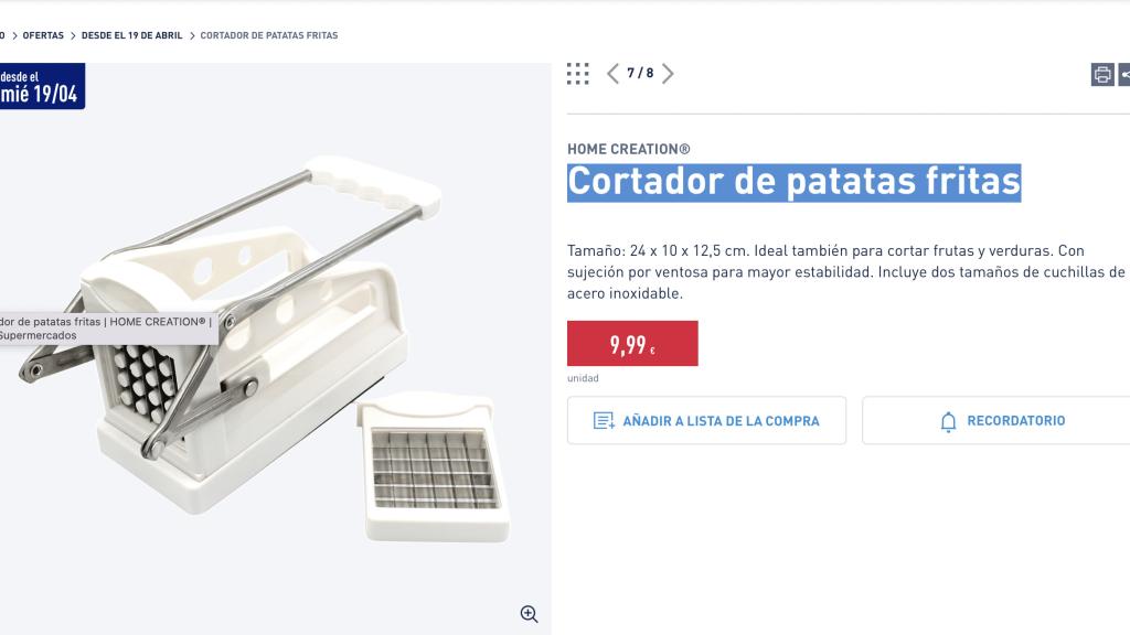 Cortador de patatas fritas.