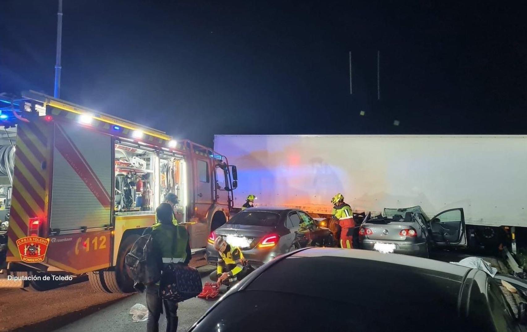 Accidente en Camuñas (Toledo). Foto: Consorcio Provincial de Extinción de Incendios y Salvamentos de Toledo.