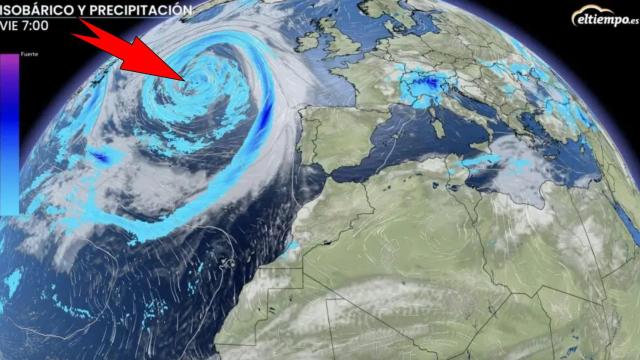 La borrasca atlántica que afectará a la Península Ibérica a final de semana. ElTiempo.es