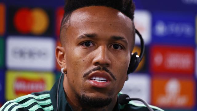 Eder Militao, en rueda de prensa de la Champions League con el Real Madrid