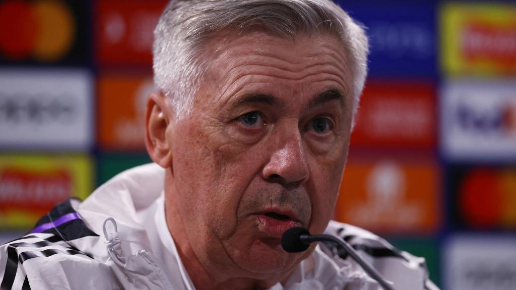 Carlo Ancelotti, en rueda de prensa de la Champions League con el Real Madrid