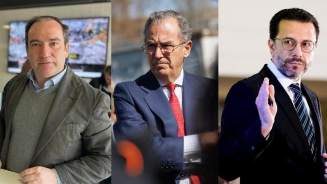 El delegado de Movilidad del Ayuntamiento de Madrid, Borja Carabante; el vicepresidente de la Comunidad de Madrid, Enrique Ossorio; y el consejero de Hacienda, Javier Fernández-Lasquetty.