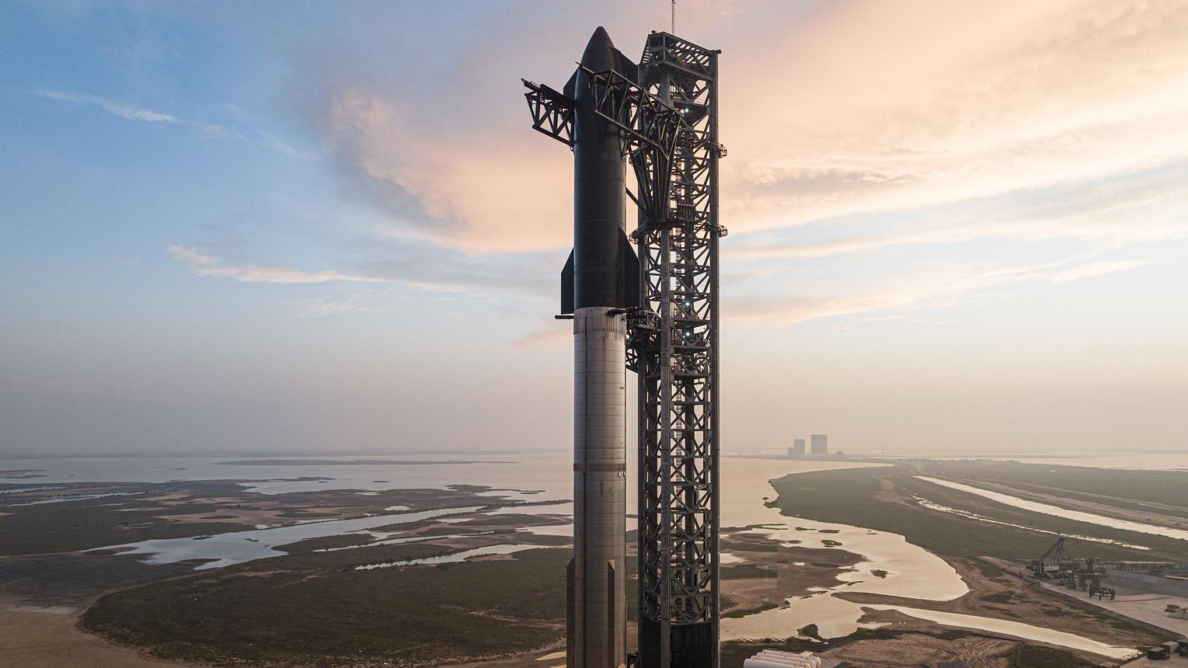 Starship anclado en Boca Chica, Texas.