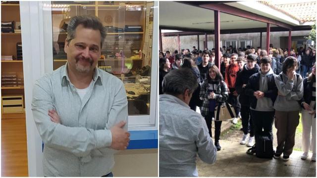 Emocionante despedida al conserje del IES Monte Neme, tras 14 años en Carballo (A Coruña)