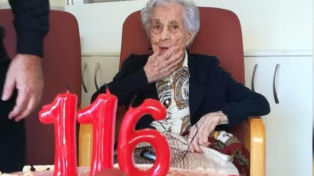 La catalana María Branyas durante su 116 cumpleaños.