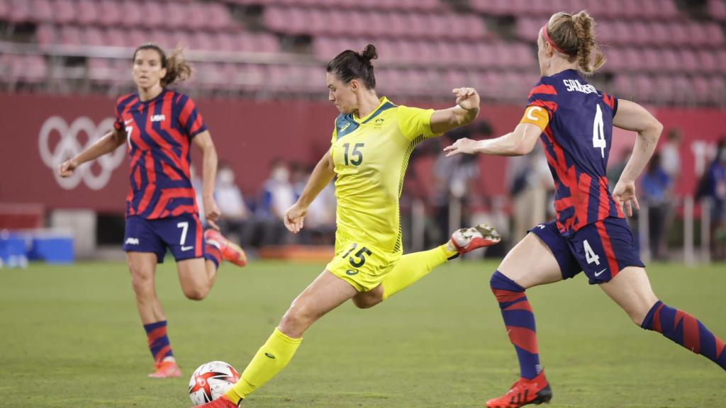 Emily Gielnik, con la selección de Australia durante los Juegos Olímpicos de Tokio 2020