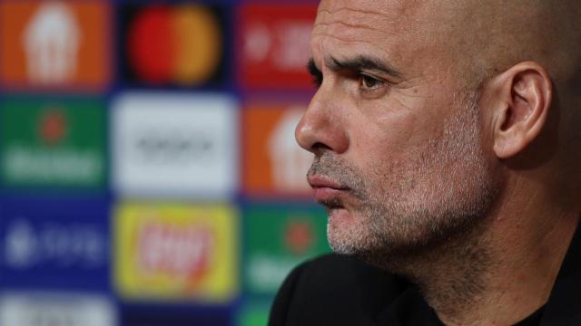 Pep Guardiola, en rueda de prensa de la Champions League con el Manchester City
