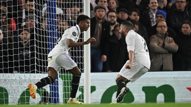 Rodrygo Goes, celebrando su gol con Dani Carvajal