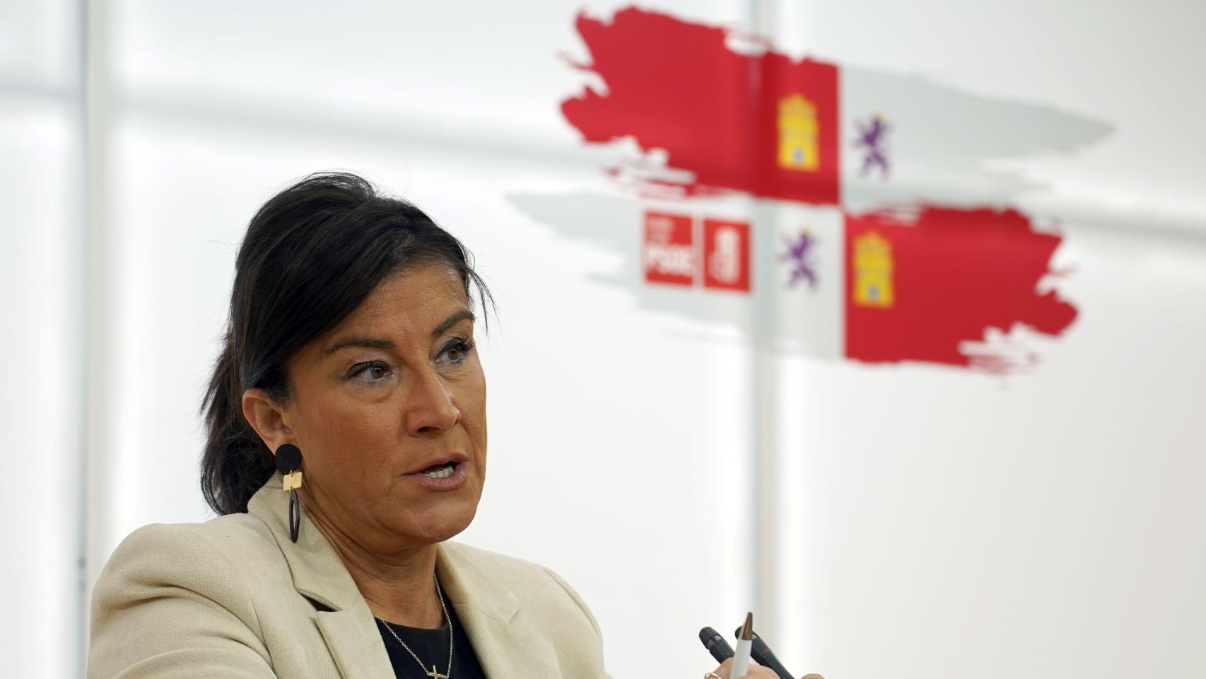La secretaria de organización del PSCyL, Ana Sánchez, durante la rueda de prensa de este miércoles.