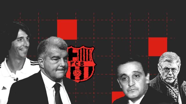 Javier Enríquez Romero, Joan Laporta, Josep María Enríquez Negreira y Josep Contreras.