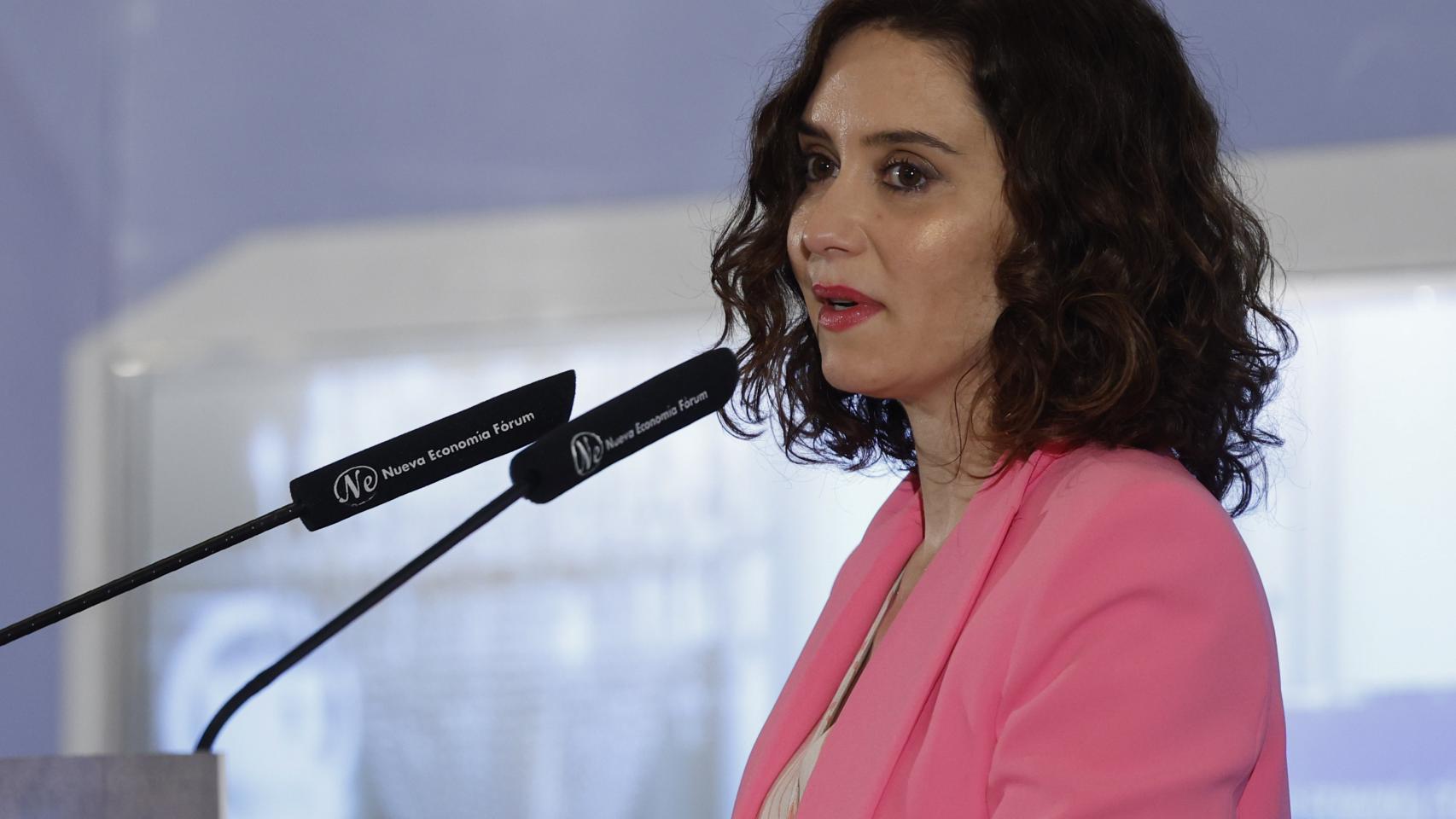 Isabel Díaz Ayuso, durante un desayuno informativo