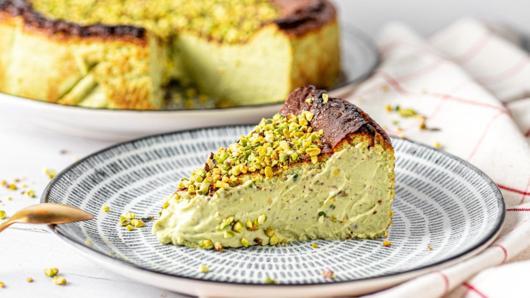 La tarta de queso y pistacho de La Caracola.