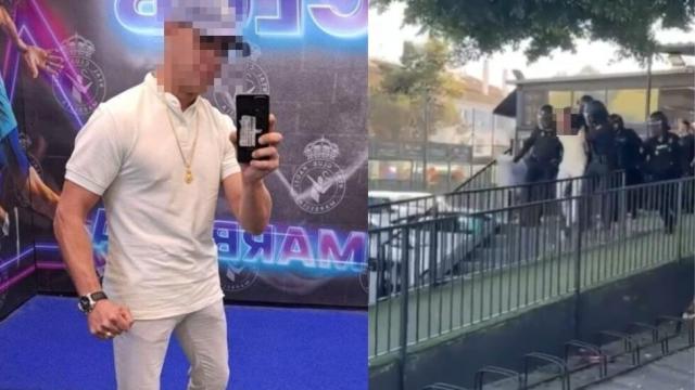 La imagen compartida en redes sociales y un momento de la detención.