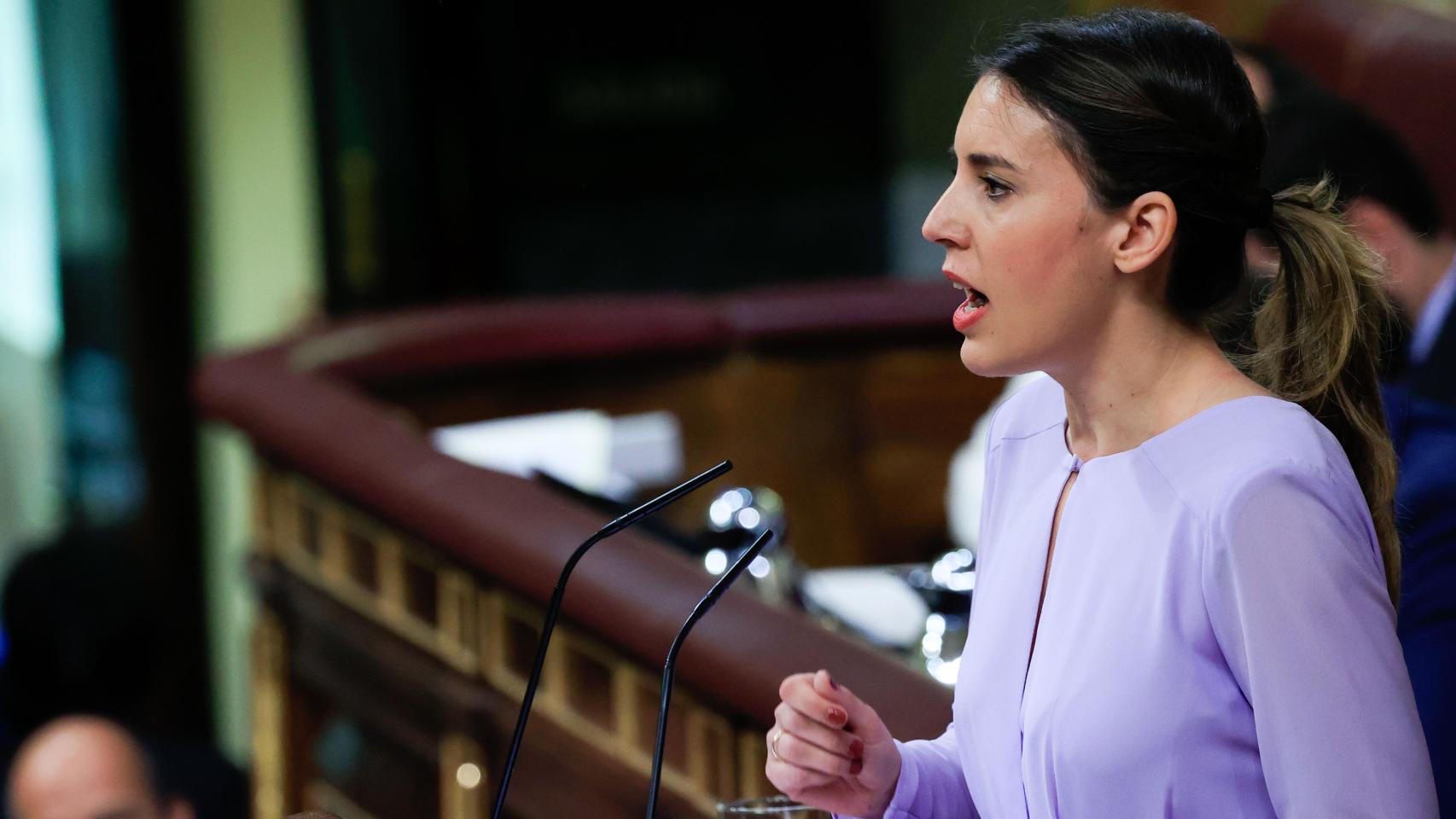 La ministra de Igualdad, Irene Montero, este jueves en el Congreso de los Diputados.
