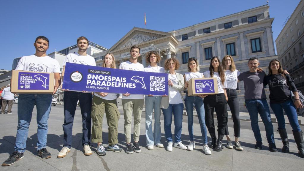 La entrega de firmas en el Congreso por la campaña #NoEsPaísParaDelfines.
