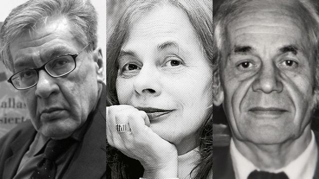 José Emilio Pacheco (Foto: Octavio Nava), Cristina Peri Rossi (Archivo) y Nicanor Parra (Biblioteca del Congreso Nacional de Chile)