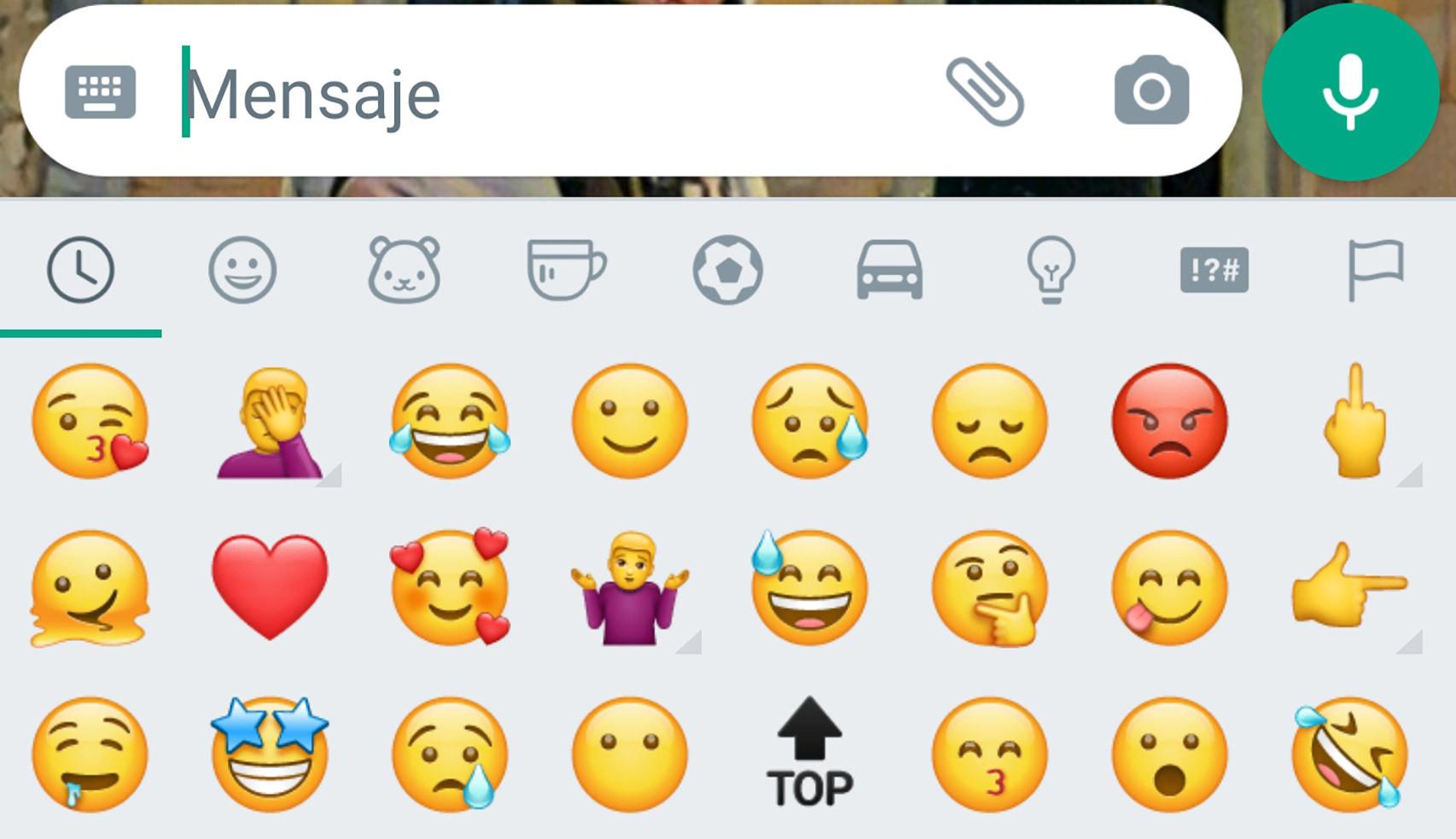 Así se ve el botón de teclado en la versión actual de WhatsApp