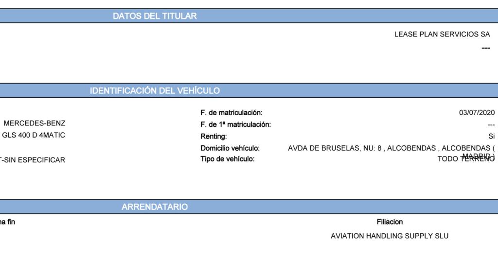 Ficha del vehículo en la DGT.