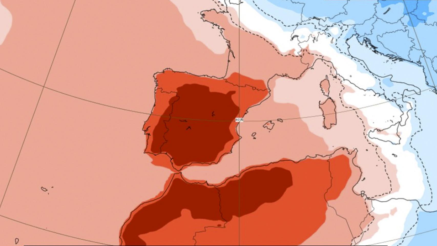 Anomalías de temperaturas elevadas para los próximos días.