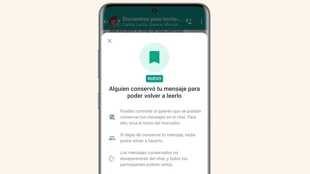 WhatsApp nos avisará si alguien intenta conservar uno de nuestros mensajes