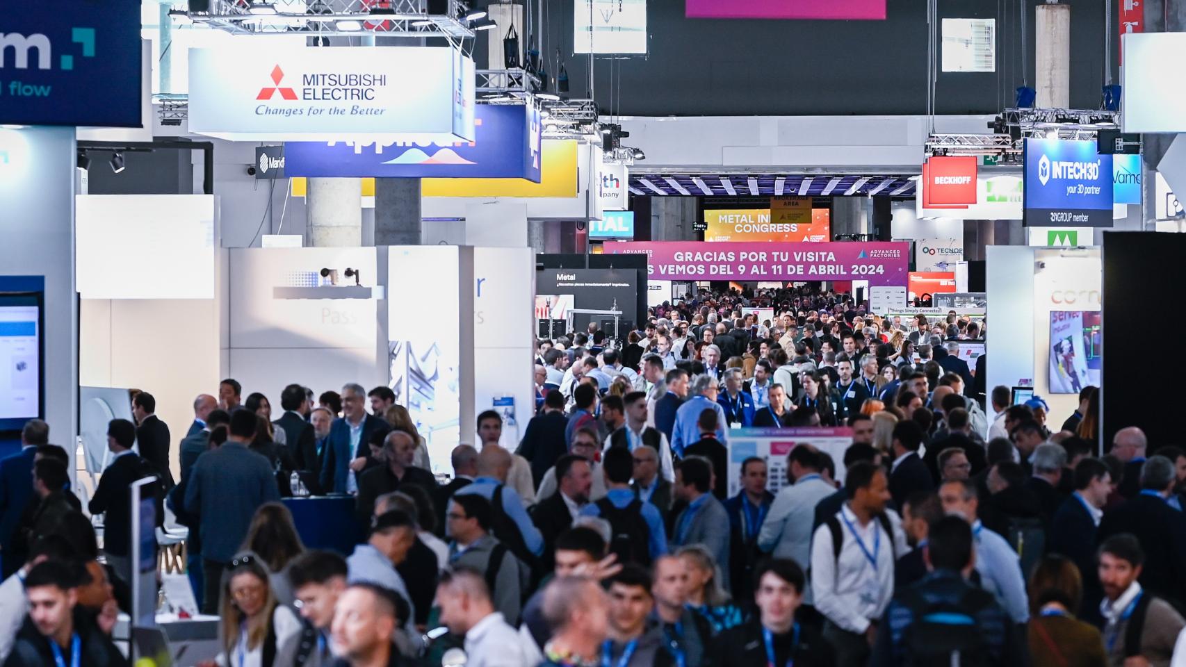 Imagen de ambiente de la séptima edición de la feria Advanced Factories 2023, celebrada en Fira de Barcelona.