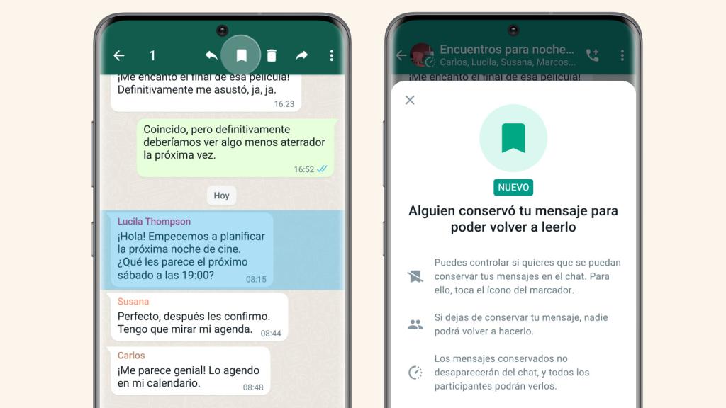 WhatsApp Conservar un mensaje