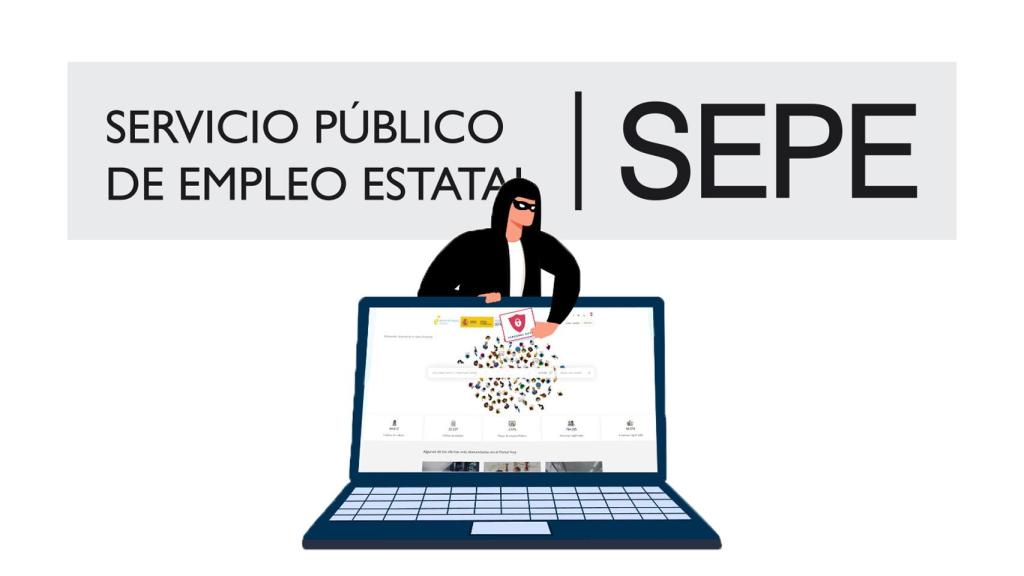 Fotomontaje con una foto del SEPE.