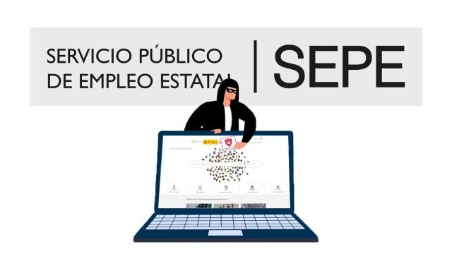 Fotomontaje con una foto del SEPE.