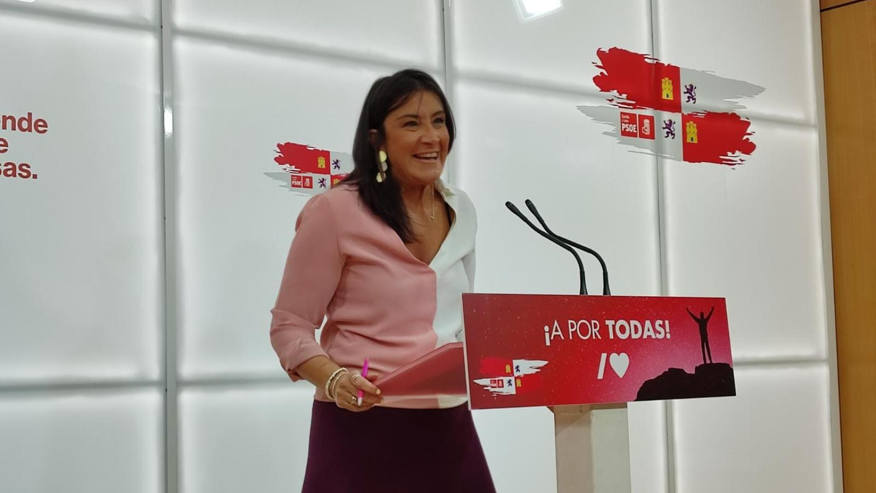 La secretaria de organización del PSCyL, Ana Sánchez, durante su rueda de prensa de este lunes.