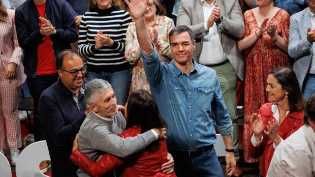 El presidente Pedro Sánchez este domingo en un acto en Fuenlabrada.