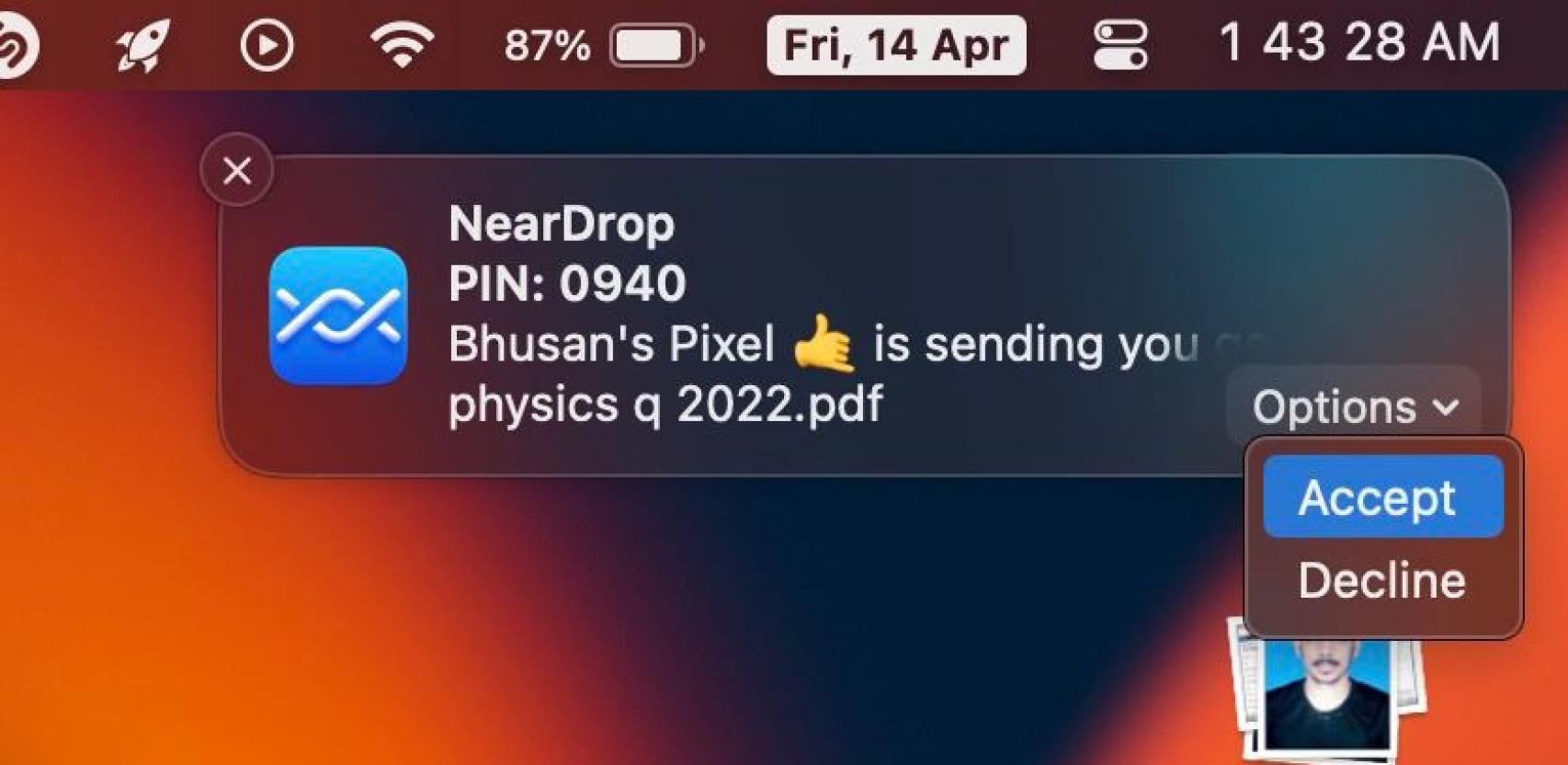 NearDrop en Mac