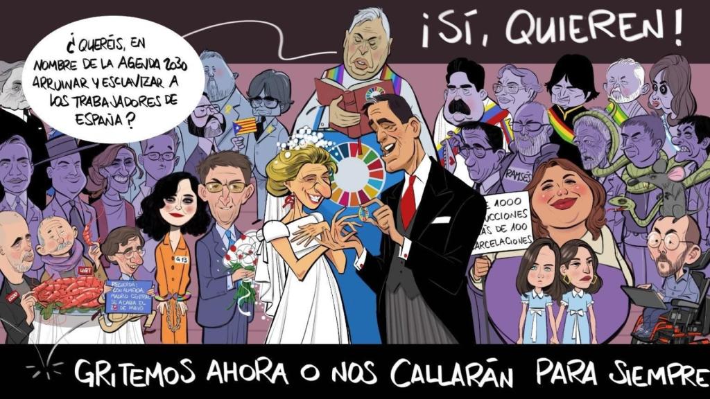 Imagen de la lona desplegada en Madrid.
