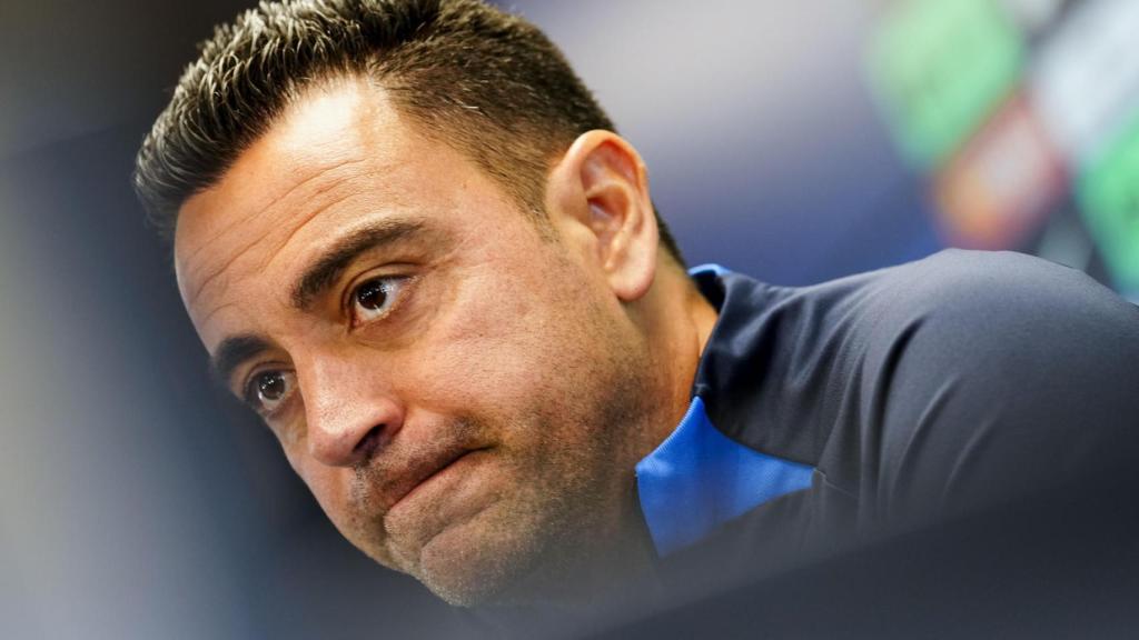 Xavi Hernández, en rueda de prensa de La Liga con el FC Barcelona