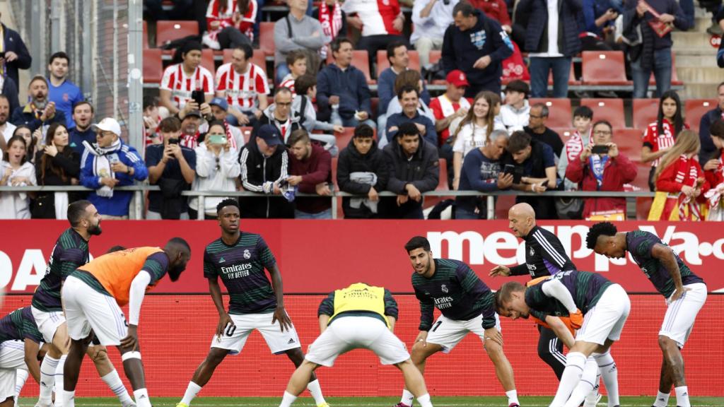 Calentamiento de los jugadores del Real Madrid