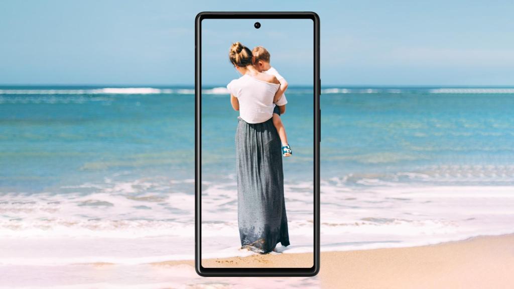 Fotomontaje con una fotografía de una madre con su hijo