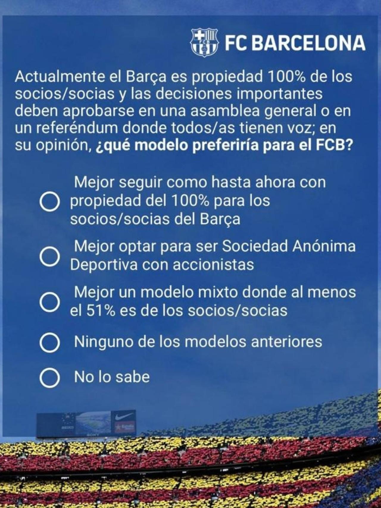 Las opciones propuestas por el Barcelona.