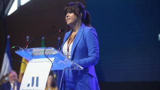 Vanesa Martín en el acto en el que ha recitado el poema dedicado a Málaga.