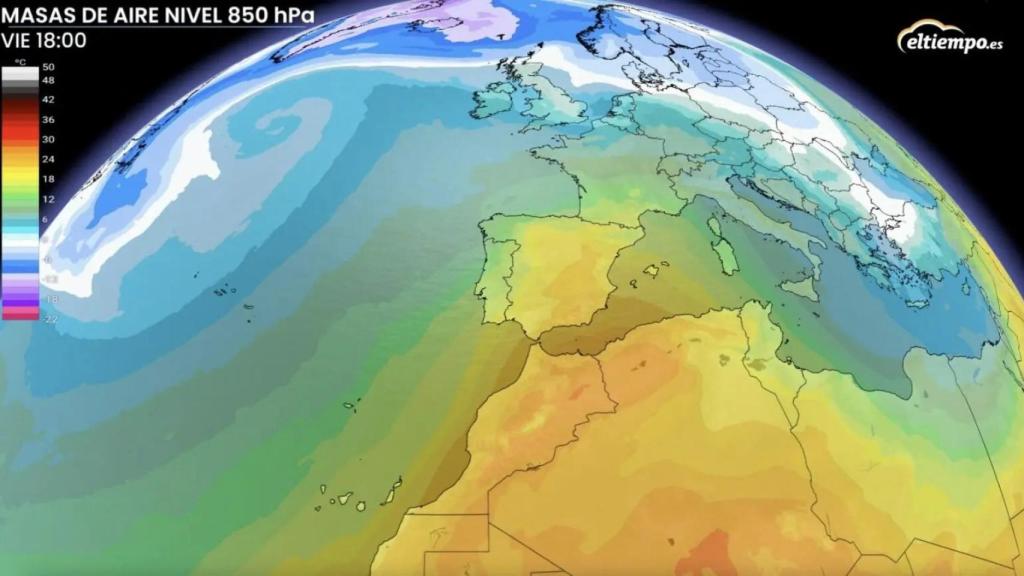 Masa de aire caliente entrando en España.