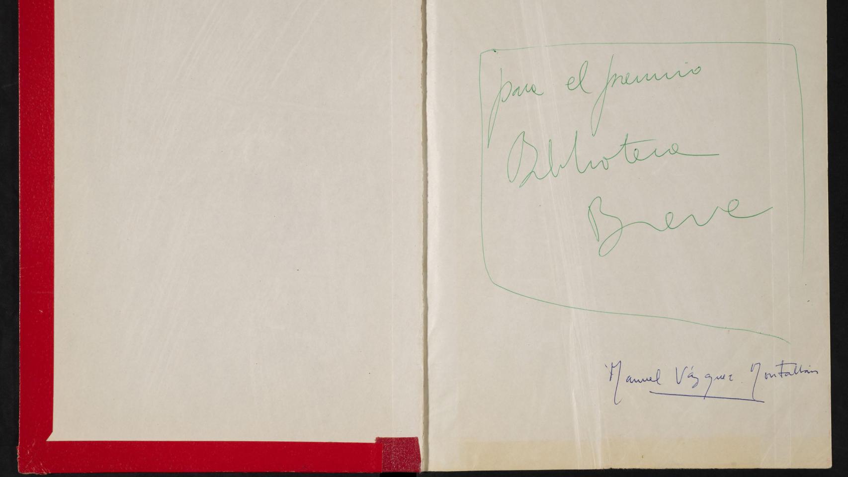 Guardas del manuscrito de Vázquez Montalbán. Foto: Navona