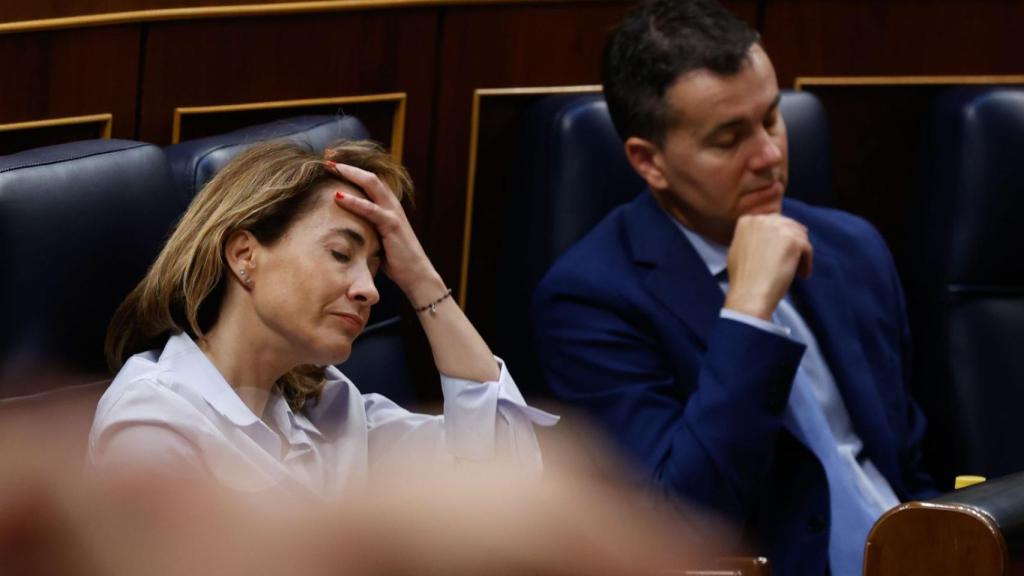 La ministra de Transportes, Raquel Sánchez y el de Industria, Héctor Gómez, este jueves en el Congreso.