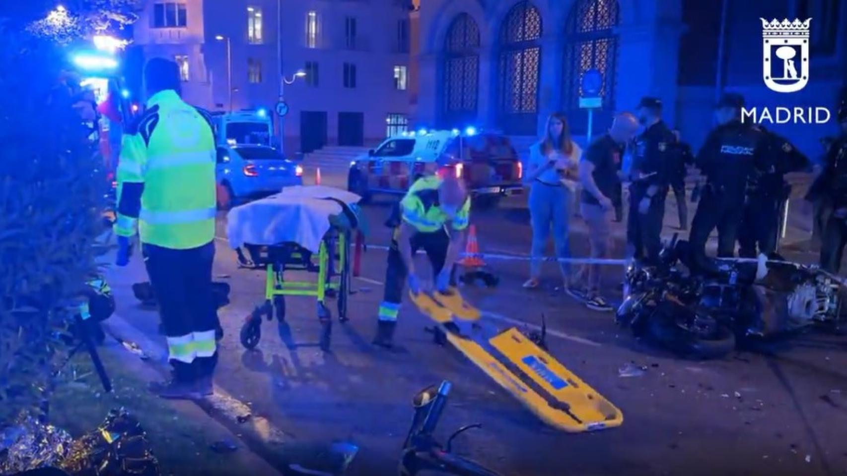Imagen del accidente en la calle Alfonso XII de Madrid.