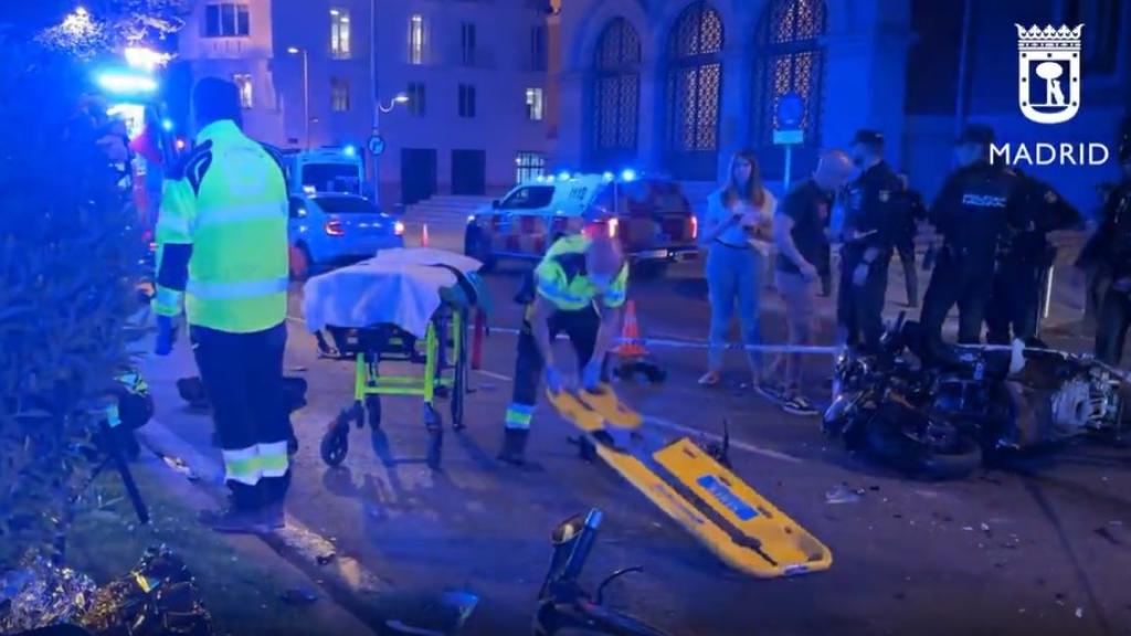 Imagen del accidente en la calle Alfonso XII de Madrid.