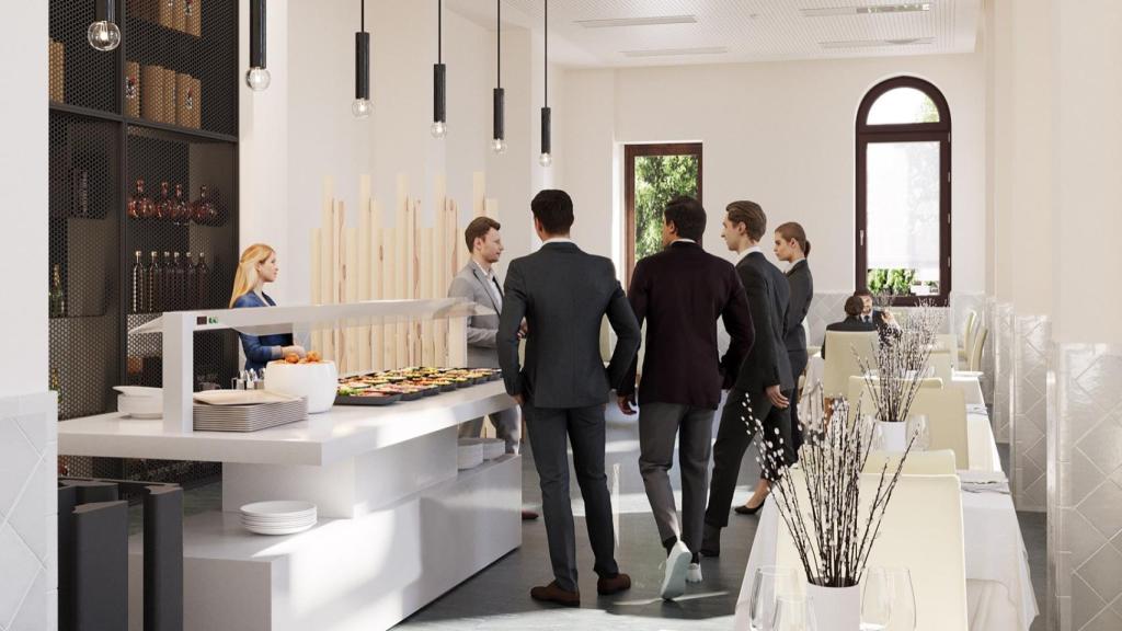 Recreación de una de las salas de restaurante-bar para las prácticas.