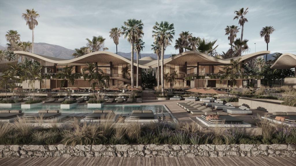 Diseño del nuevo complejo de ocio y restauración impulsado por Pachá en la Costa del Sol.