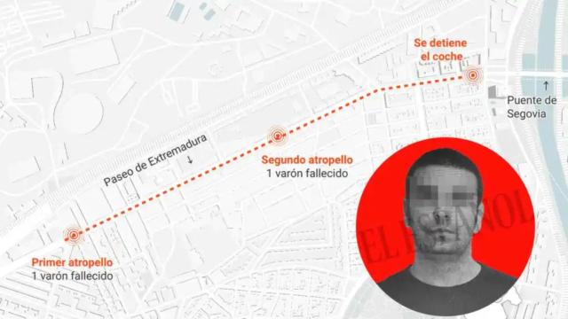 Recorrido del kamikaze por el Paseo de Extremadura.