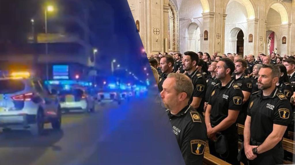 A la izquierda, la comitiva nocturna del pasado miércoles; a la derecha, la misa de este viernes.
