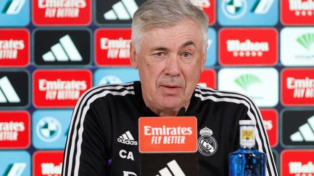 Carlo Ancelotti, durante la rueda de prensa del Real Madrid previa al Almería.