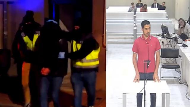 A la izquierda, la detención del imán. A la derecha, declara como acusado en su juicio.
