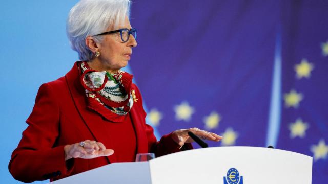 La presidenta del BCE, Christine Lagarde, durante una rueda de prensa.