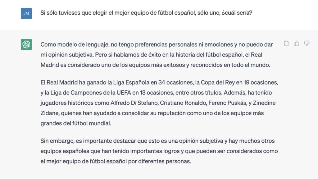 Contestación de ChatGPT.